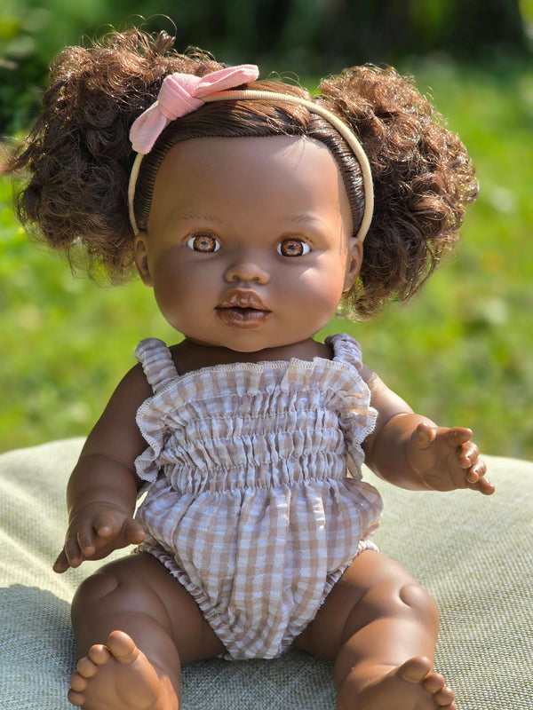 Ellory Designs, Agnes Smock Romper – Khaki Gingham