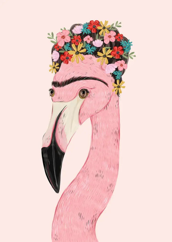Abel and the Label, Frida the Flamingo Art Print - Unframed