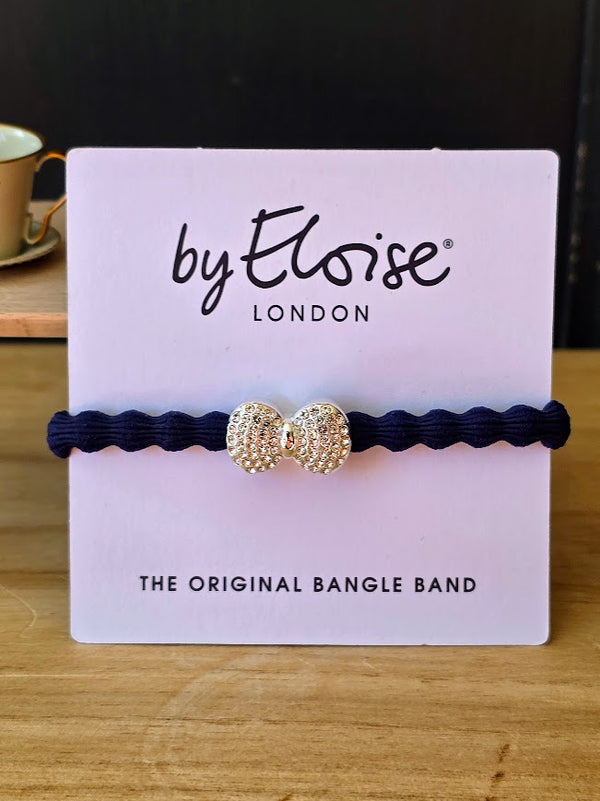 By Eloise, Silver Diamanté Bow, Navy Blue