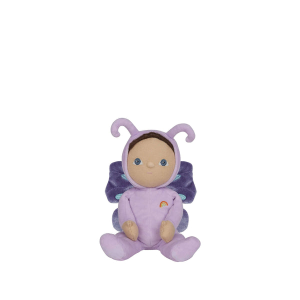 Olli Ella Dinky Dinkum Doll Betty Butterfly in purple velvet suit with shimmering wings, perfect for magical adventures.