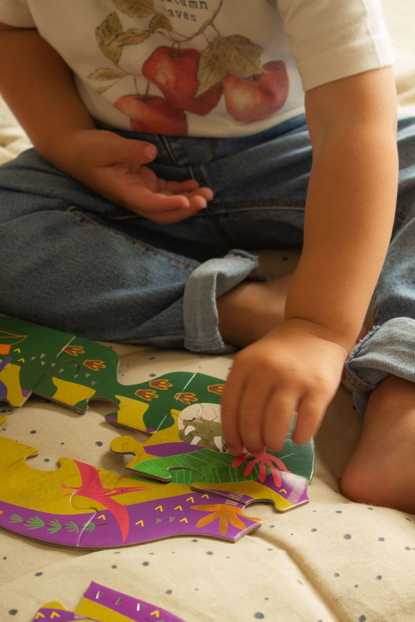 Floss and Rock,  Dinosaur Shaped Jigsaw (12 Piece)