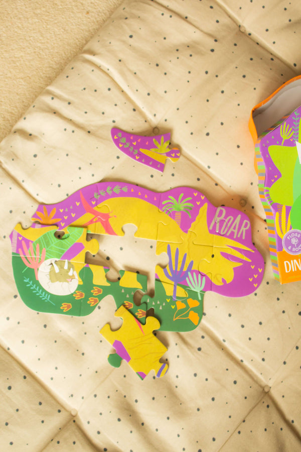 Floss and Rock,  Dinosaur Shaped Jigsaw (12 Piece)