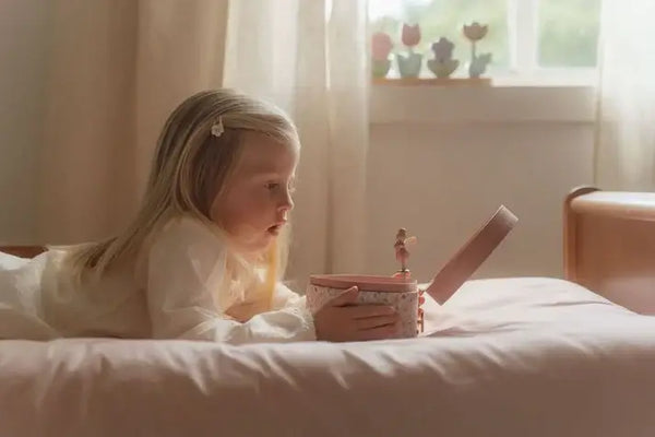 Little Dutch, Jewellery Box - Fairy Garden with a girl admiring the ballerina fairy inside.