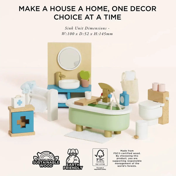 Le Van, Wooden Dolls House Bathroom Furniture