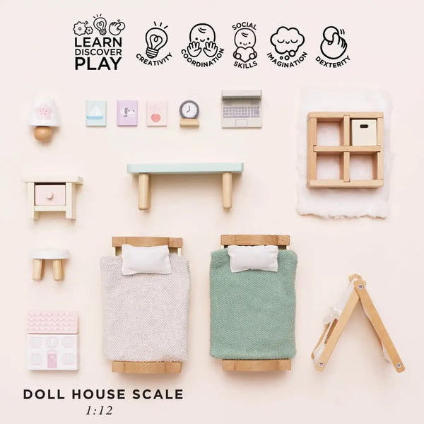 Le Van, Wooden Dolls House Child's Bedroom Furniture