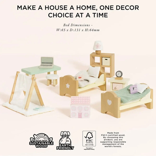 Le Van, Wooden Dolls House Child's Bedroom Furniture