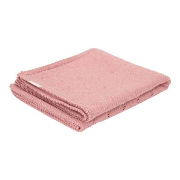 Little Dutch, Knitted Bassinet Blanket - Pure Pink Blush