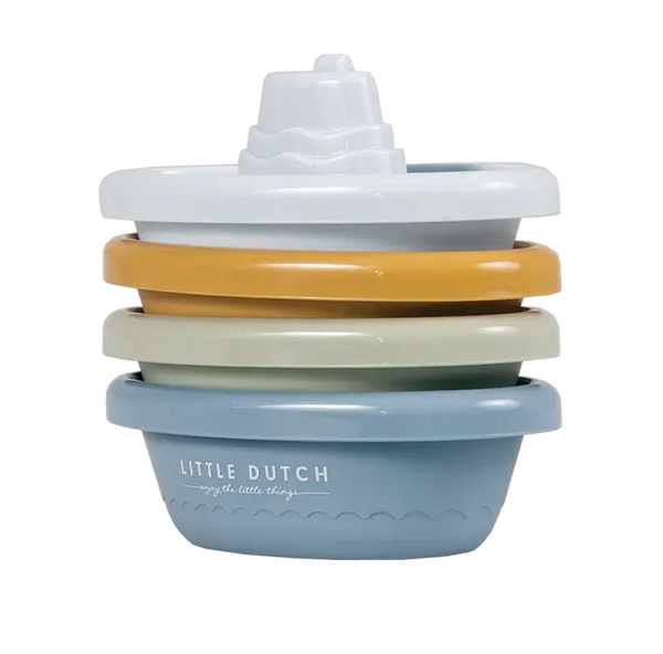 Little Dutch, Stackable Bath Boats - Blue