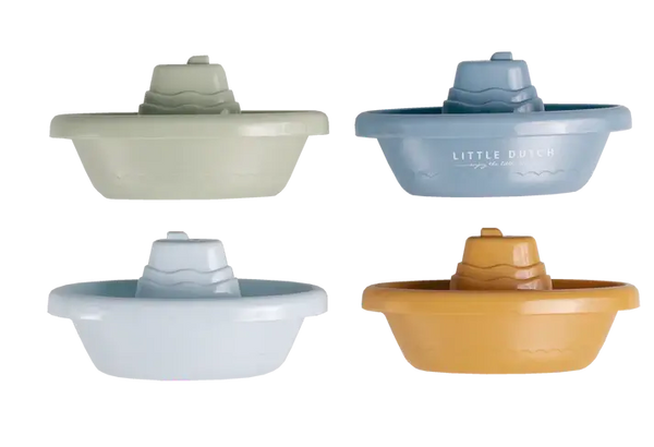 Little Dutch, Stackable Bath Boats - Blue