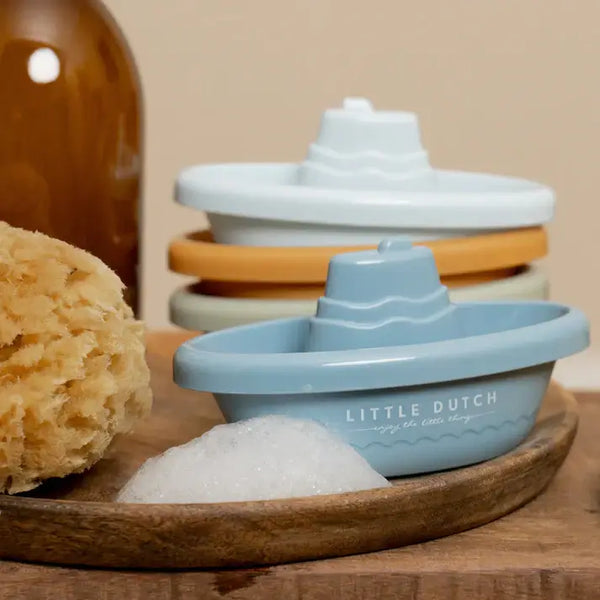 Little Dutch, Stackable Bath Boats - Blue