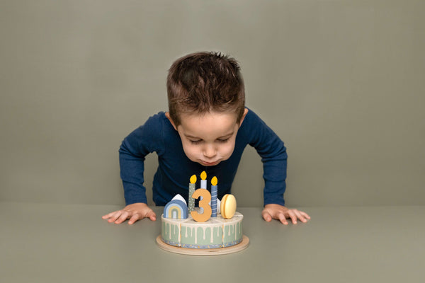 Little Dutch, Wooden Birthday Cake - Blue