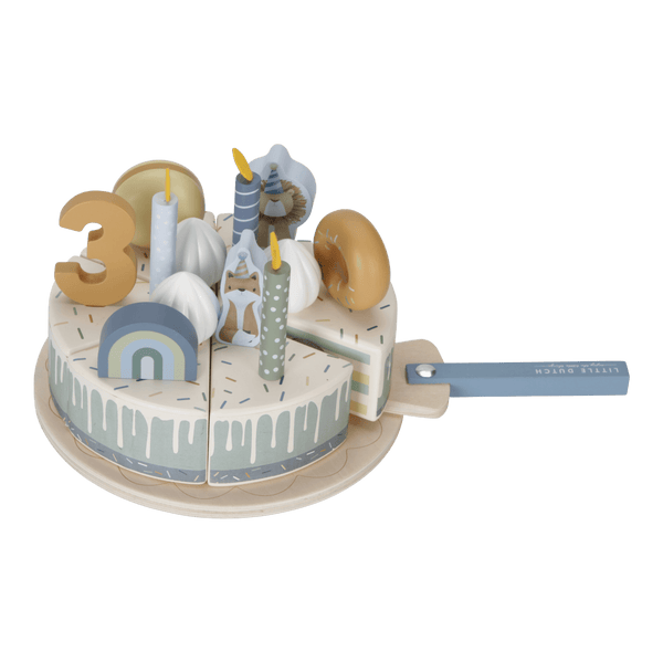 Little Dutch, Wooden Birthday Cake - Blue