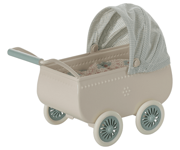 Maileg,  Pram with Baby Mouse - Mint