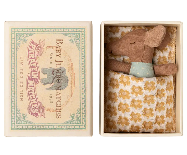 *PRE-ORDER* Maileg, Sleepy Wakey Baby Mouse in Matchbox - Blue (DUE LATE OCT)