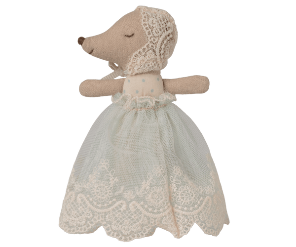 PRE-ORDER Maileg, Baby Mouse in Gown - Mint **Due Late June**