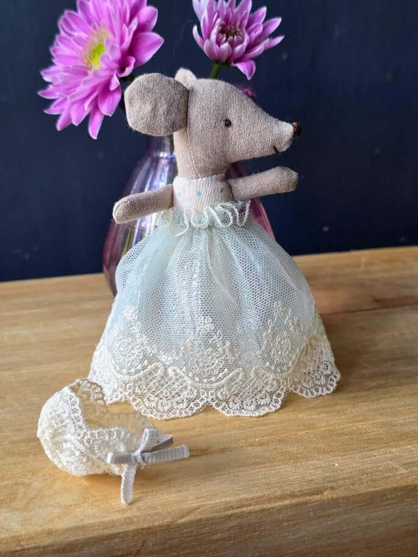 Maileg, Baby Mouse in Gown - Mint