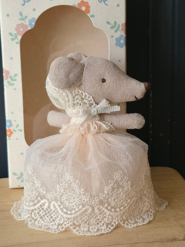Maileg, Baby Mouse in Gown - Powder