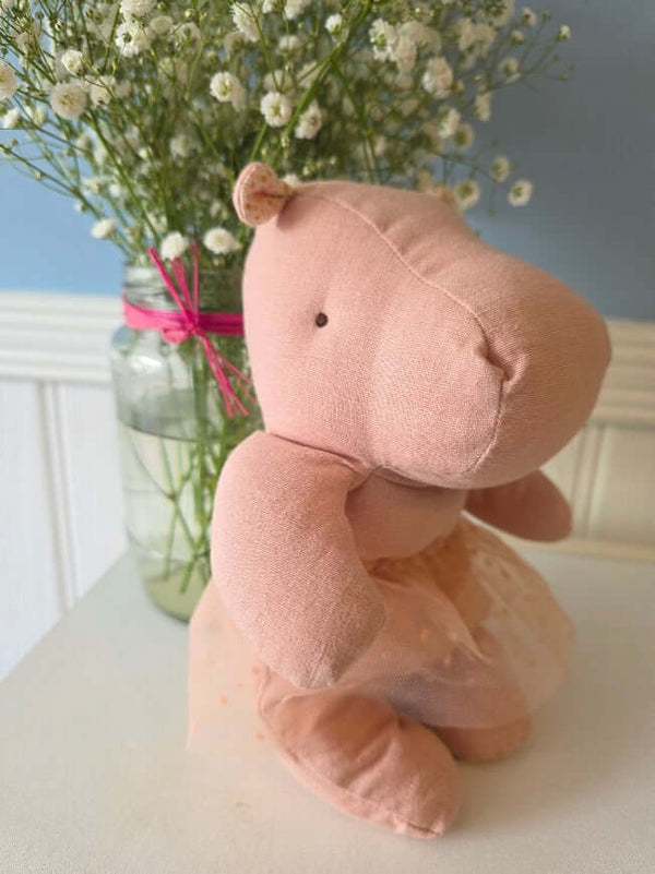 Maileg, Safari Friends, Hippo w. Tutu, Small - Soft Rose