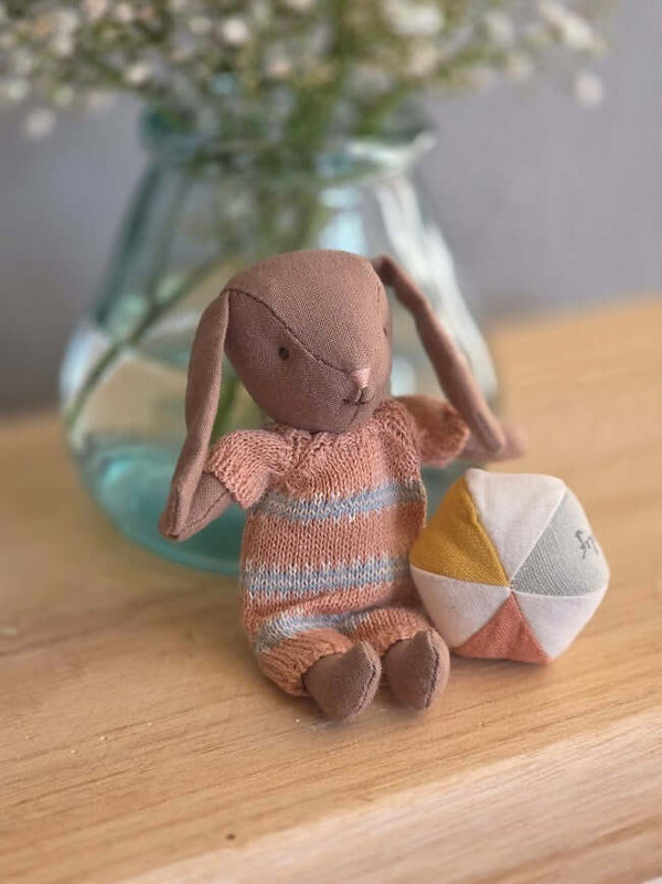 Maileg, Bunny Set, Micro - Brown - Dusty Rose