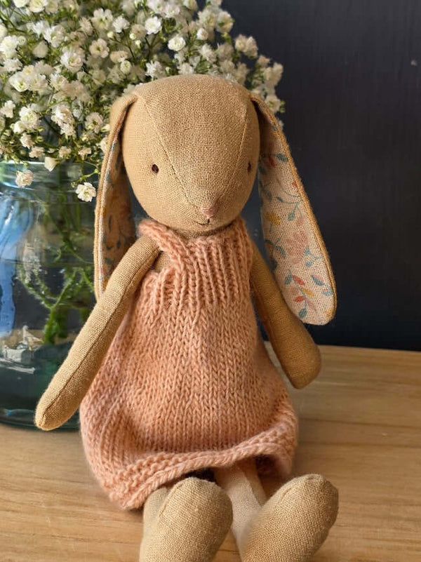 Maileg, Bunny, Size 1 - Cream Yellow - Knitted Dress