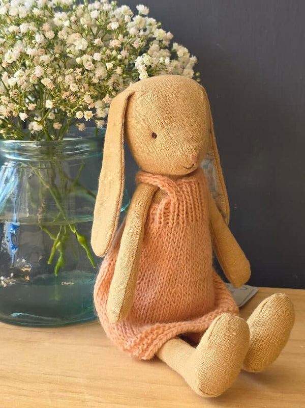 Maileg, Bunny, Size 1 - Cream Yellow - Knitted Dress