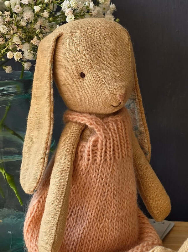 Maileg, Bunny, Size 1 - Cream Yellow - Knitted Dress