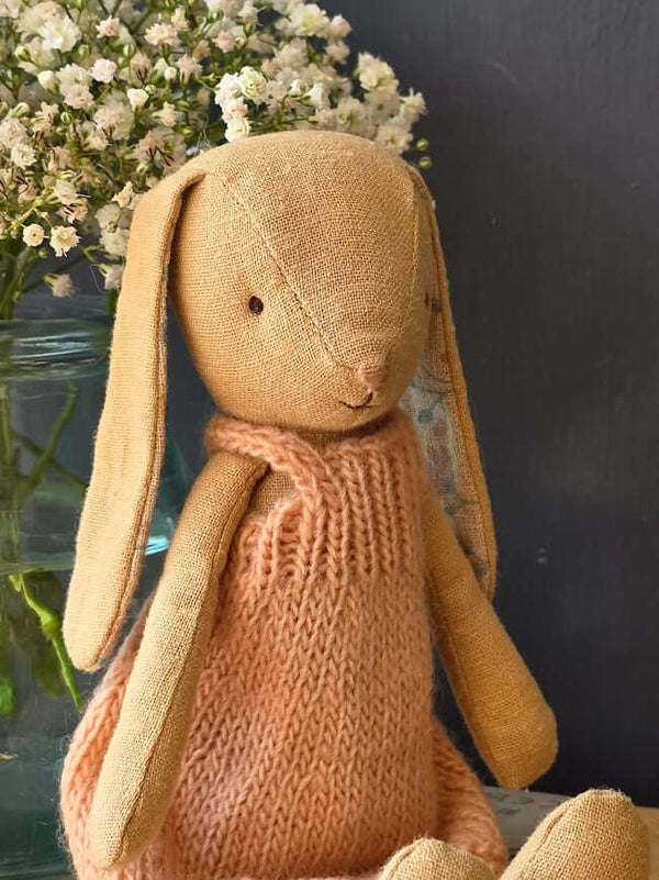 Maileg, Bunny, Size 1 - Cream Yellow - Knitted Dress