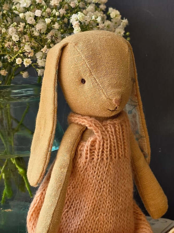 Maileg, Bunny, Size 1 - Cream Yellow - Knitted Dress