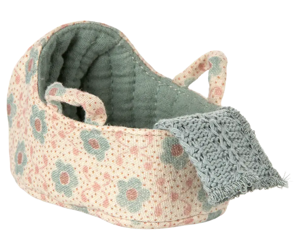 Maileg, Carry Cot, Baby Mouse - Blue
