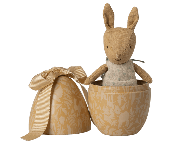 Maileg, Easter Egg with Micro Rabbit, Small - Cream yellow