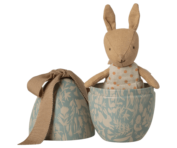 Maileg, Easter Egg with Micro Rabbit, Small - Dusty Blue