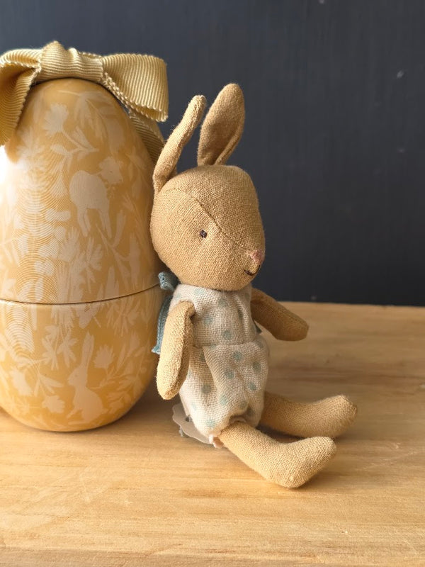 Maileg, Easter Egg with Micro Rabbit, Small - Cream yellow