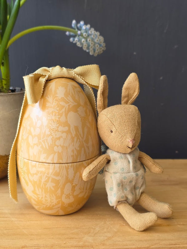 Maileg, Easter Egg with Micro Rabbit, Small - Cream yellow