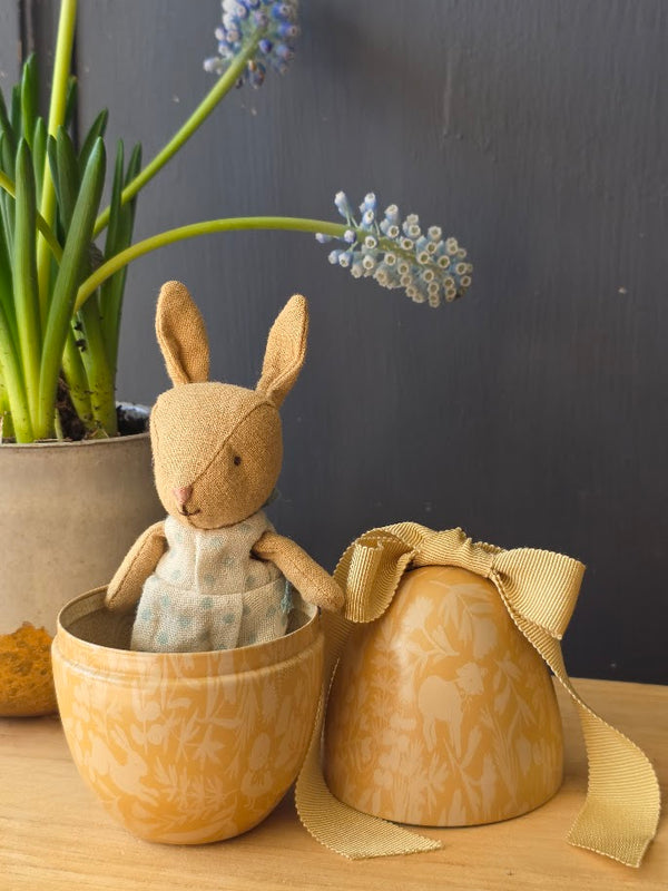 Maileg, Easter Egg with Micro Rabbit, Small - Cream yellow