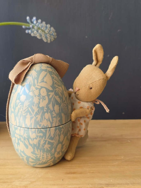 Maileg, Easter Egg with Micro Rabbit, Small - Dusty Blue