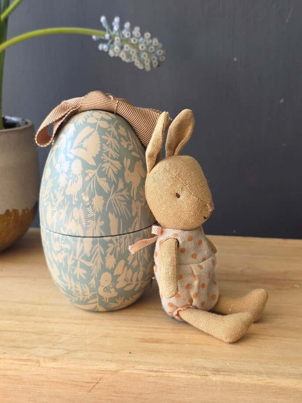 Maileg, Easter Egg with Micro Rabbit, Small - Dusty Blue