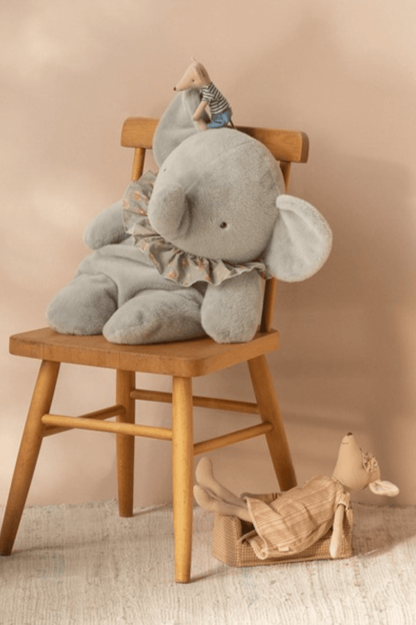 Maileg, Elephant Plush, Big - Blue/grey