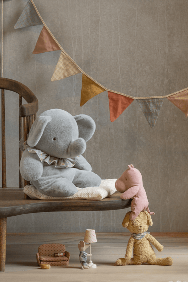 Maileg, Elephant Plush, Big - Blue/grey