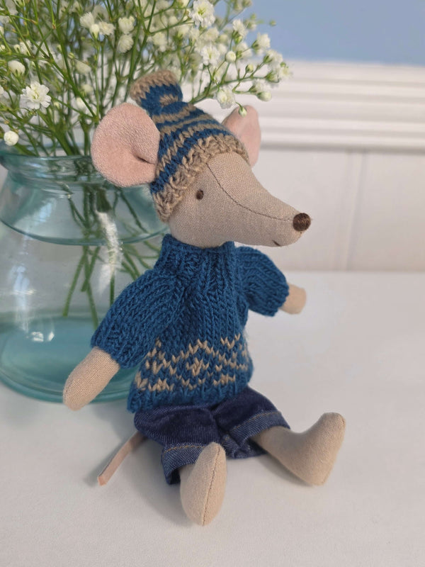 Maileg, Knitted Sweater and Hat, Dad Mouse