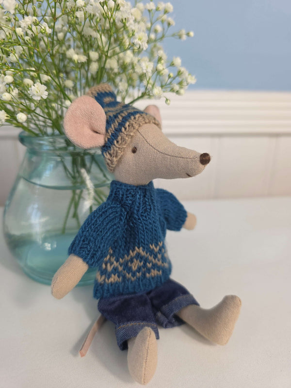 Maileg, Knitted Sweater and Hat, Dad Mouse