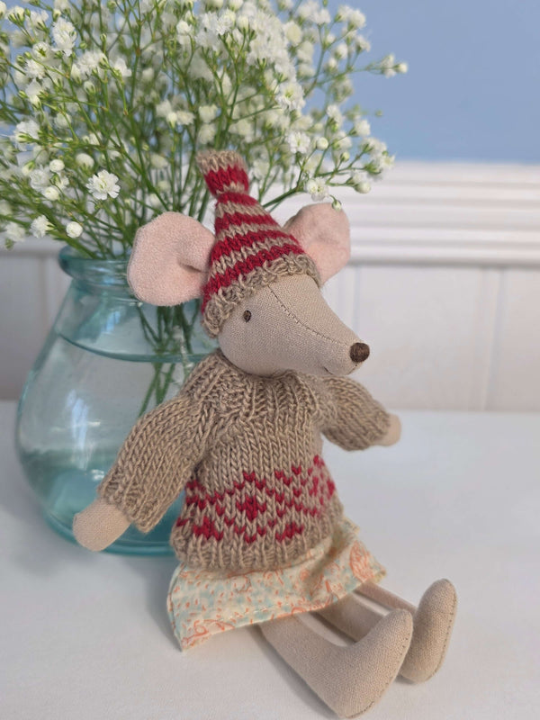 Maileg, Knitted Sweater and Hat, Mum Mouse
