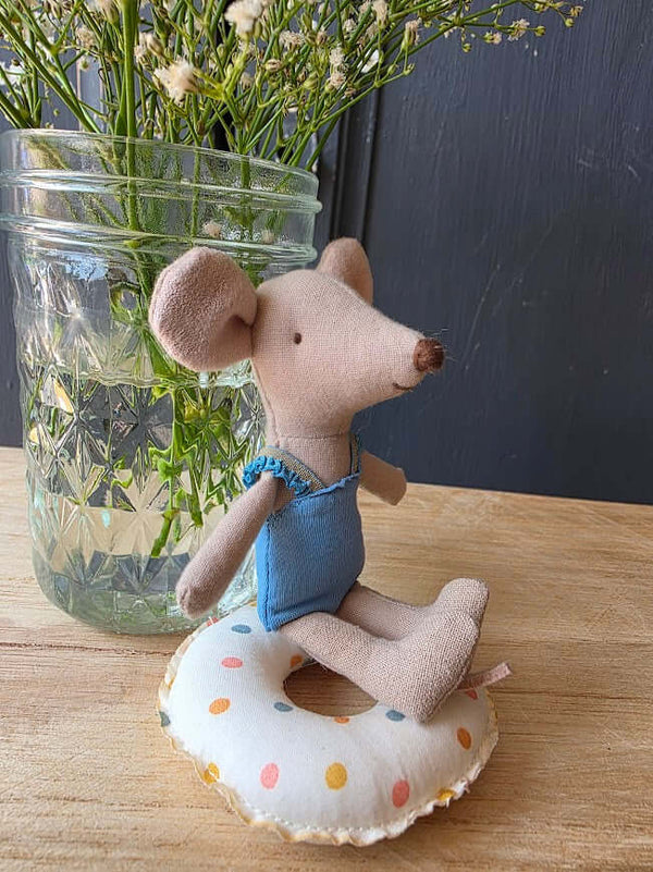 Maileg, Little Sister Beach Mouse with Float - Blue