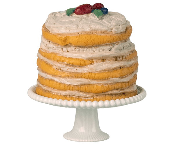 Maileg, Party Cake and Cake Stand, Mouse - Off white