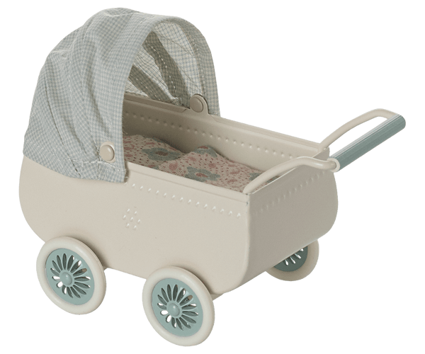 Maileg,  Pram with Baby Mouse - Mint