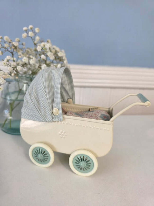 Maileg,  Pram with Baby Mouse - Mint