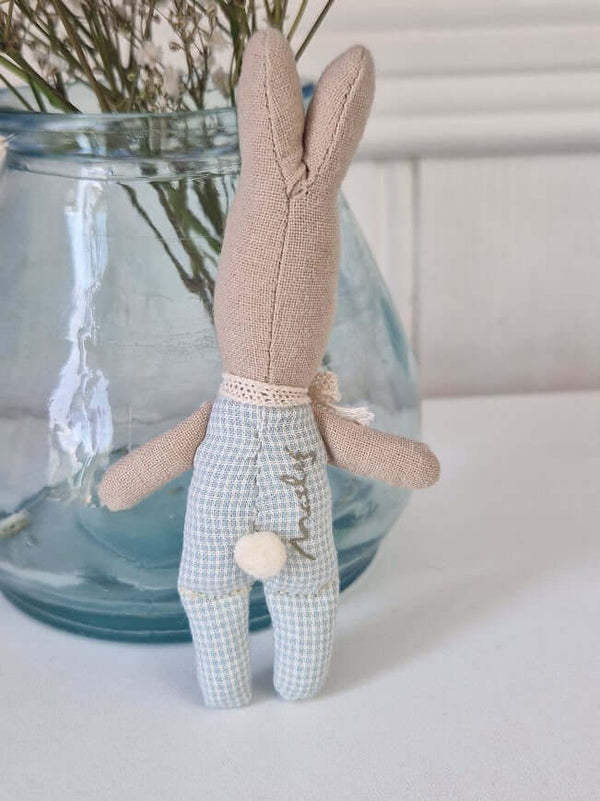Maileg, Rabbit, My - Light Blue Check