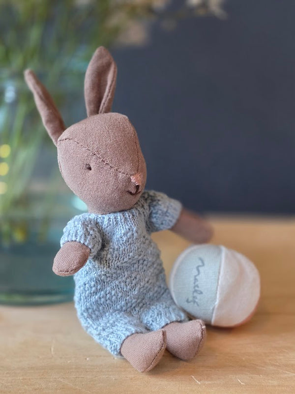 Maileg, Rabbit Set, Micro - Brown Blue