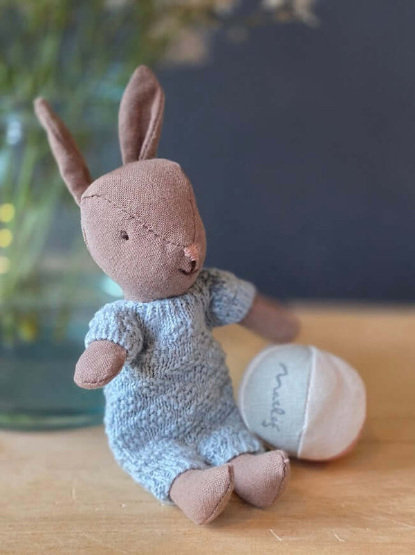 Maileg, Rabbit Set, Micro - Brown Blue