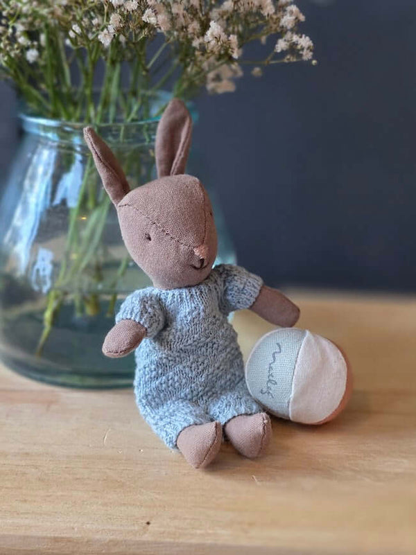Maileg, Rabbit Set, Micro - Brown Blue