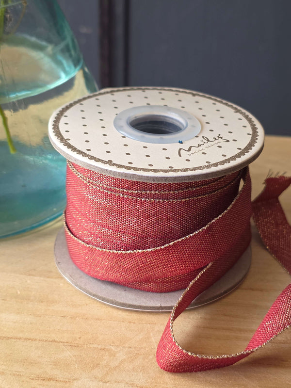 Maileg, Ribbon - Red/Gold (10 m)